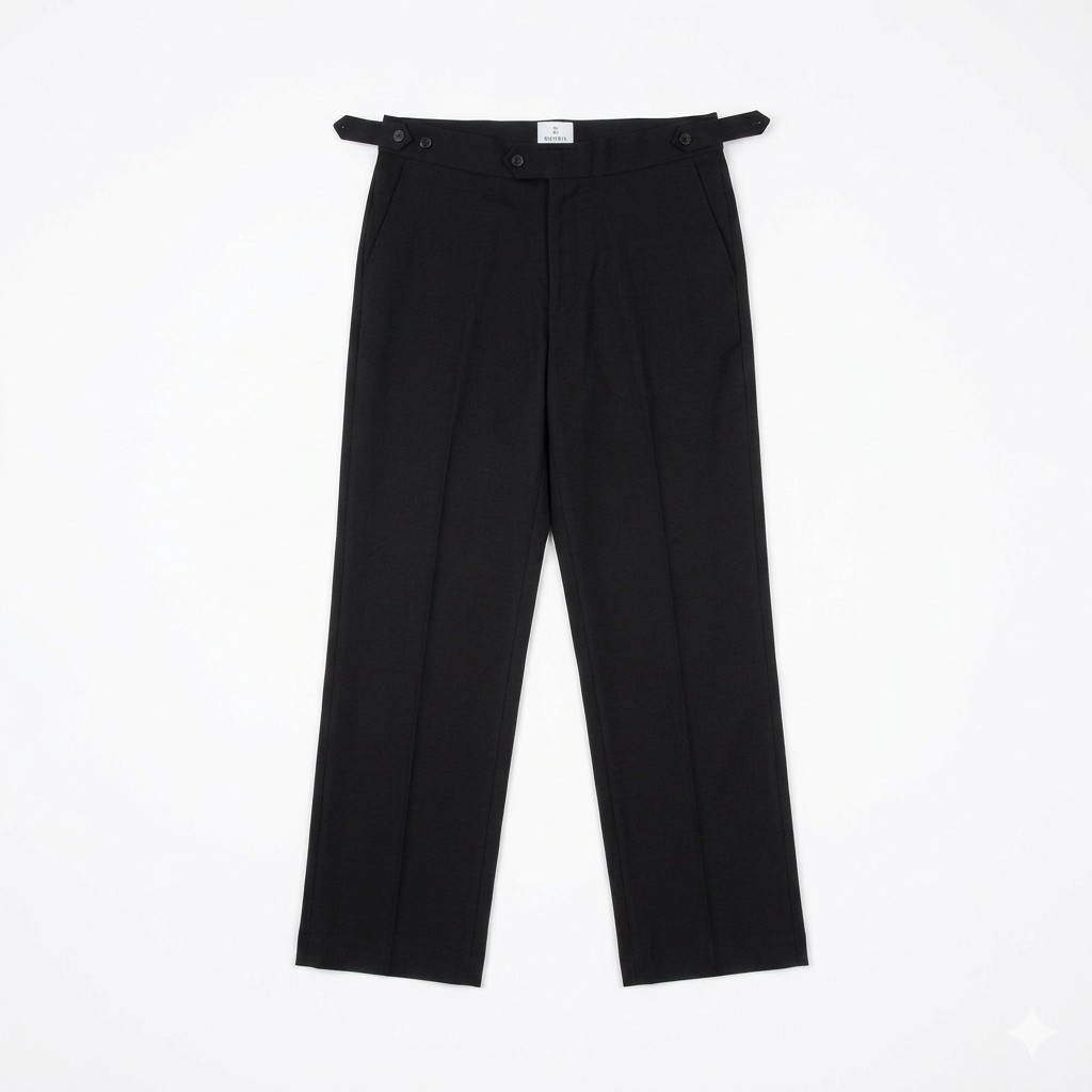 Monarch TrousersMonarch Trousers – Premium Cotton Tailored Luxury Trousers, Clean Line Pants, Black & Beige, Superior Drape